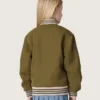 Journey unisex bomber jacket in military-green nylon twill with embroidered patch