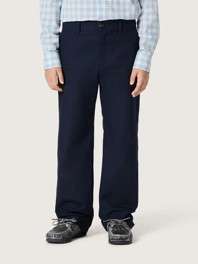 Journey unisex chinos in blue cotton canvas with embroidered logo