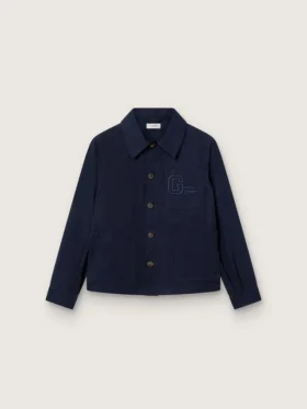 Journey unisex shirt in blue cotton canvas with embroidered logo