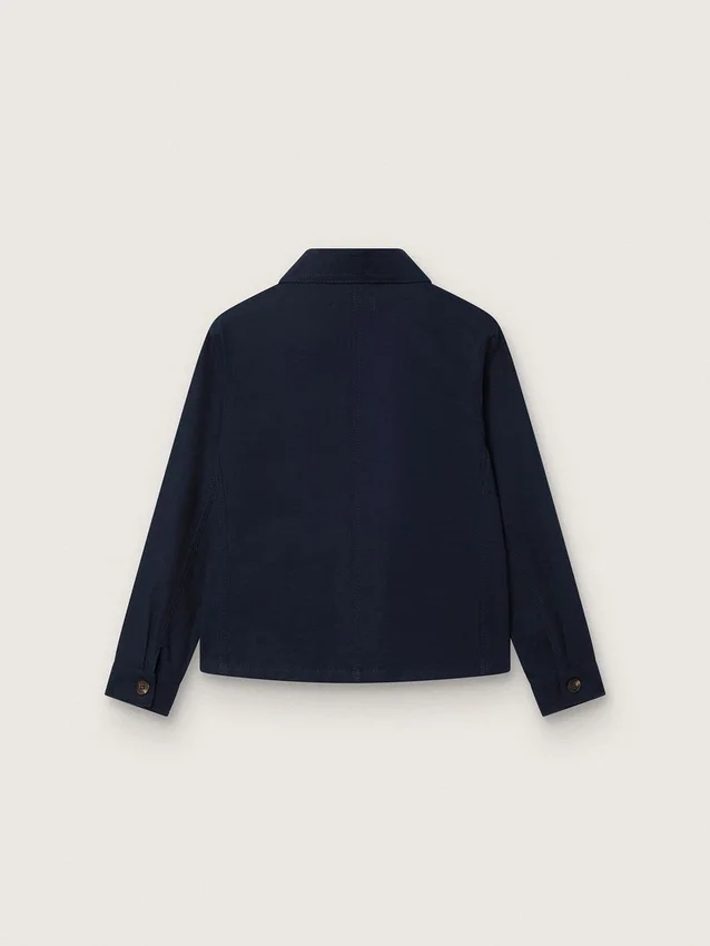 Journey unisex shirt in blue cotton canvas with embroidered logo