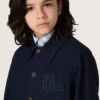 Journey unisex shirt in blue cotton canvas with embroidered logo