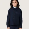 Journey unisex shirt in blue cotton canvas with embroidered logo