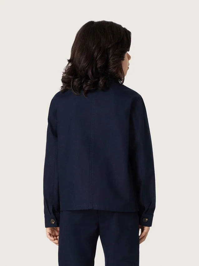 Journey unisex shirt in blue cotton canvas with embroidered logo