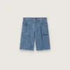 Journey unisex shorts in light blue cotton chambray with embroidered logo