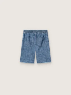Journey unisex shorts in light blue cotton chambray with embroidered logo