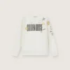 Journey unisex sweatshirt in white cotton blend with doodle print