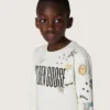 Journey unisex sweatshirt in white cotton blend with doodle print