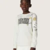 Journey unisex sweatshirt in white cotton blend with doodle print