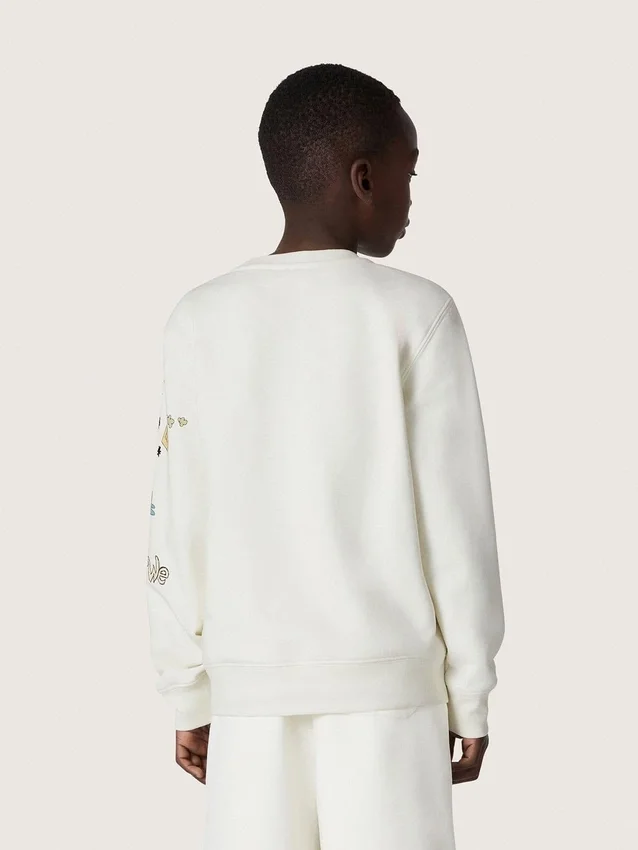Journey unisex sweatshirt in white cotton blend with doodle print