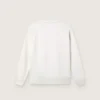 Journey white cotton crew-neck sweatshirt for girls with mascot print and crystal appliqués
