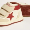 June Junior in nappa and suede with red leather star and heel tab