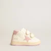 June Junior in nappa leather with old rose suede star and heel tab