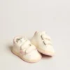 June Junior in nappa leather with old rose suede star and heel tab