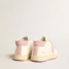 June Junior in nappa leather with old rose suede star and heel tab