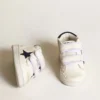 June Junior in nappa with dark blue suede star and heel tab