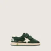 Junior Ball Star in forest-green suede with cream leather star and heel tab
