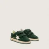Junior Ball Star in forest-green suede with cream leather star and heel tab