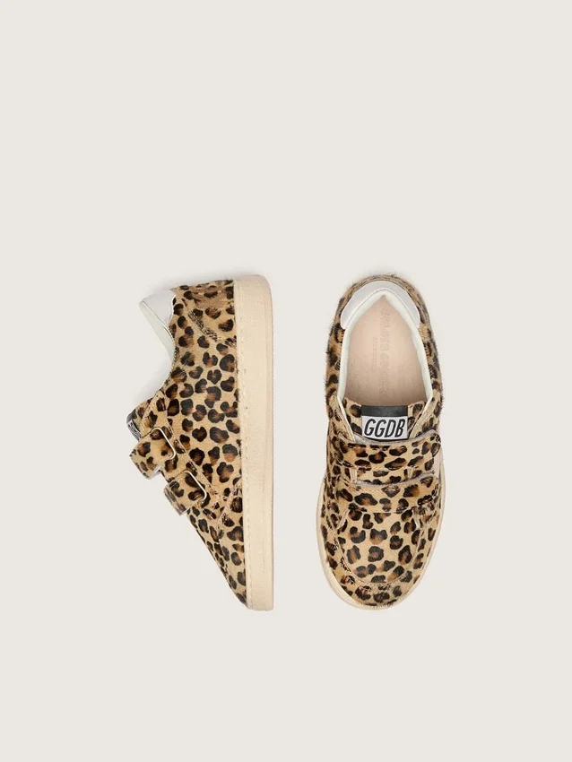 Junior Ball Star in leopard-print pony skin with white leather star and heel tab