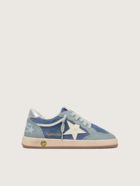 Junior Ball Star in light blue and denim-blue suede with white leather star
