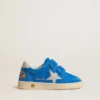Junior Ball Star in light blue suede with gray nubuck star and heel tab
