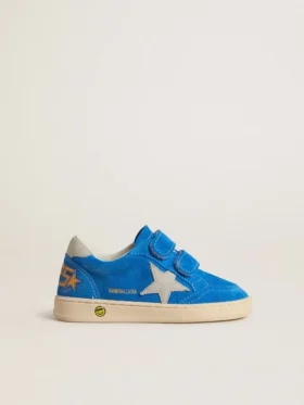 Junior Ball Star in light blue suede with gray nubuck star and heel tab