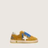 Junior Ball Star in ocher suede with glossy white leather star and heel tab