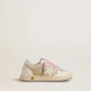 Junior Ball Star in pearl suede with leather star and heel tab