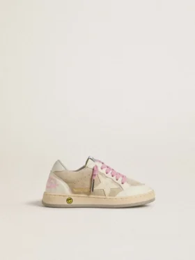 Junior Ball Star in pearl suede with leather star and heel tab
