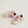 Junior Ball Star in pearl suede with leather star and heel tab