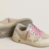 Junior Ball Star in pearl suede with leather star and heel tab