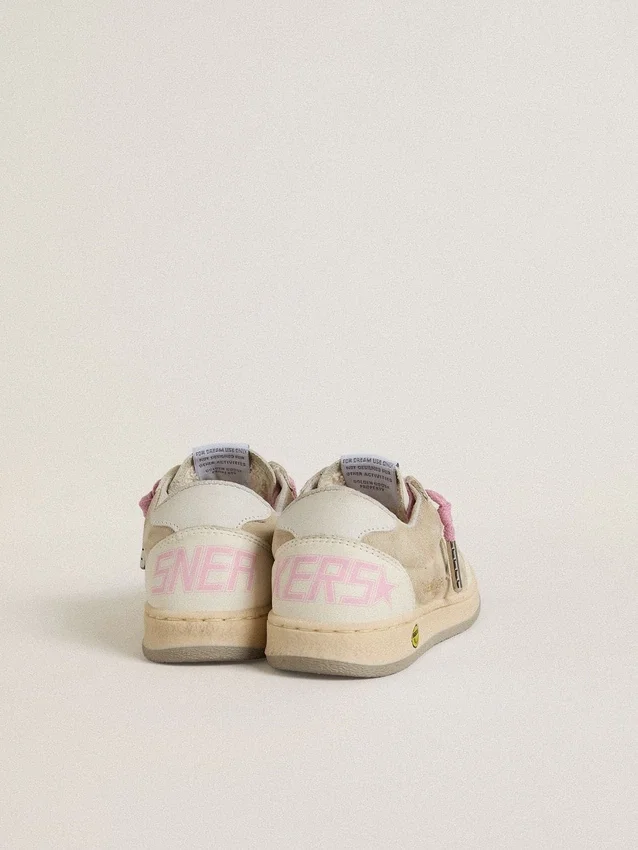 Junior Ball Star in pearl suede with leather star and heel tab
