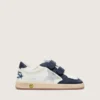 Junior Ball Star in white leather with metallic silver leather star and dark blue leather inserts