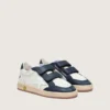 Junior Ball Star in white leather with metallic silver leather star and dark blue leather inserts