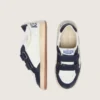 Junior Ball Star in white leather with metallic silver leather star and dark blue leather inserts