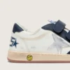Junior Ball Star in white leather with metallic silver leather star and dark blue leather inserts