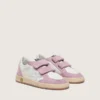 Young Ball Star in white leather with metallic silver leather star and lilac suede inserts