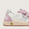 Young Ball Star in white leather with metallic silver leather star and lilac suede inserts