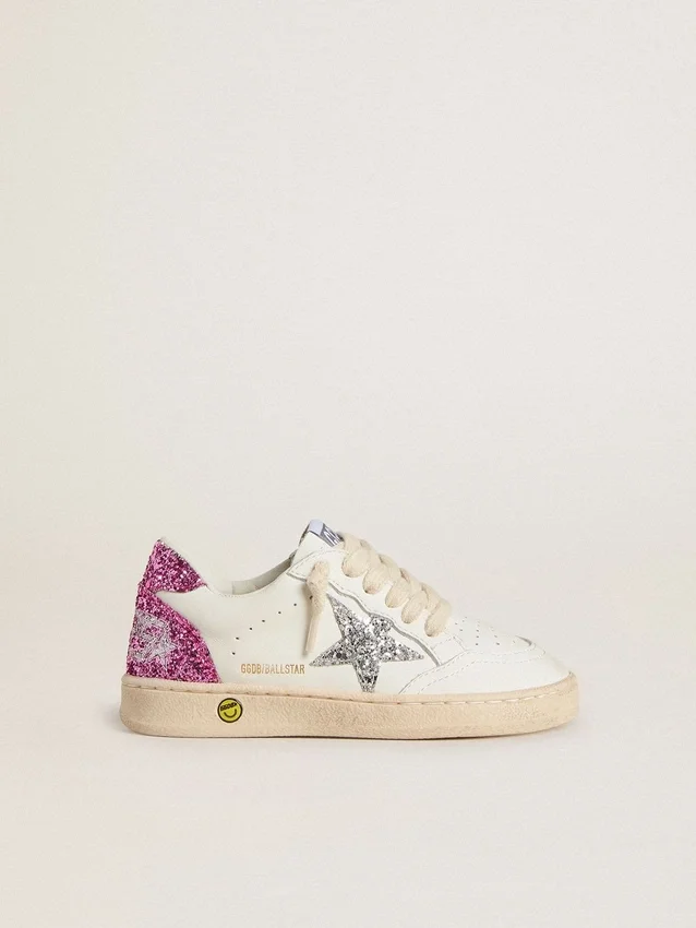 Junior Ball Star with silver glitter star and pink glitter heel tab