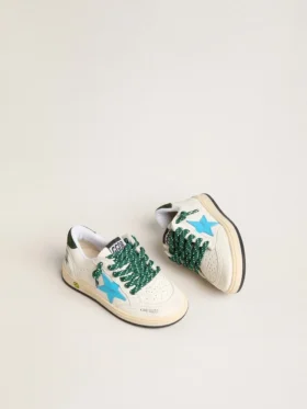 Junior Ball Star with turquoise star and green suede heel tab