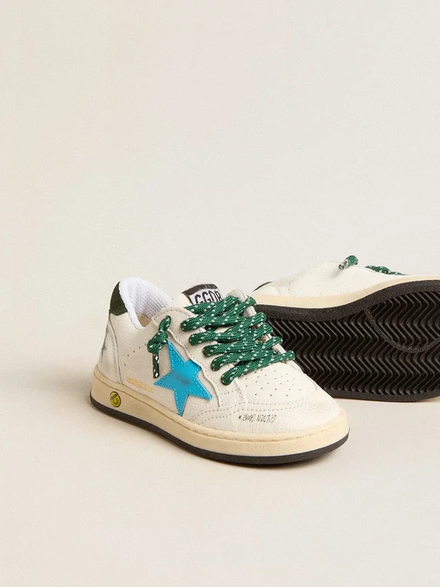 Junior Ball Star with turquoise star and green suede heel tab