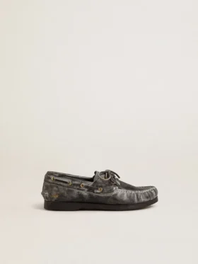 Junior Cruise loafer in black distressed leather