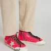 Junior Francy in sequins with ice-gray suede star and animal-print laces