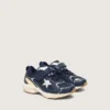 Junior Lightstar in blue leather and mesh with gray leather star