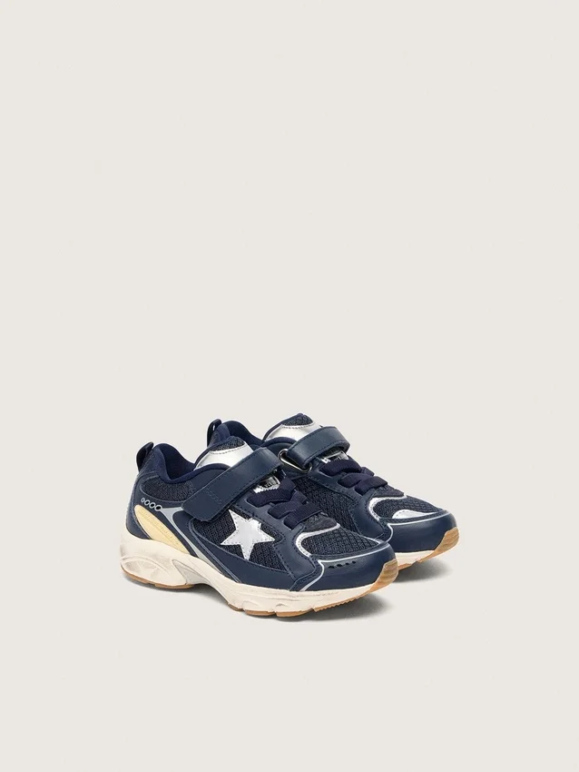 Junior Lightstar in blue leather and mesh with gray leather star
