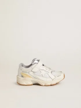 Junior Lightstar in white leather and mesh with white leather star