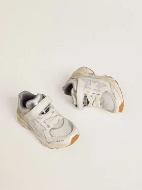 Junior Lightstar in white leather and mesh with white leather star