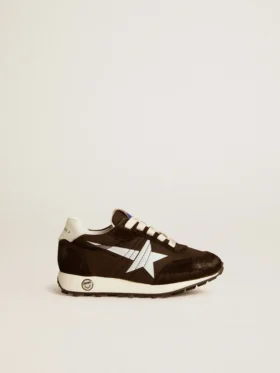 Junior Marathon in black nylon with printed star and leather heel tab