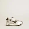 Junior Marathon in silver nylon with black star and leather heel tab