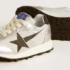 Junior Marathon in silver nylon with black star and leather heel tab