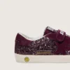 Junior Old School in burgundy glitter with burgundy suede star and heel tab